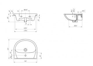 Мебельная раковина Cersanit Эрика 55см белый UM-ERI55/1
